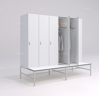 Шкафчик Джино со скамьёй серый (HPL) 300x800x1800 фасад HPL пластик