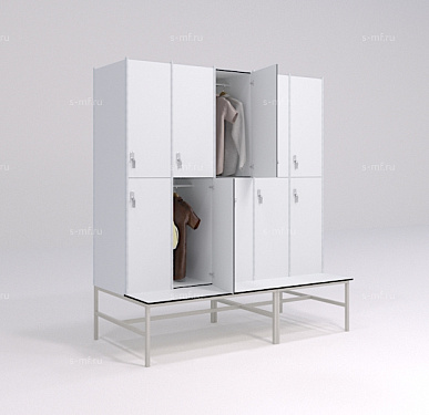 Шкафчик Детта со скамьёй серый (HPL) 300x800x1800 фасад HPL пластик