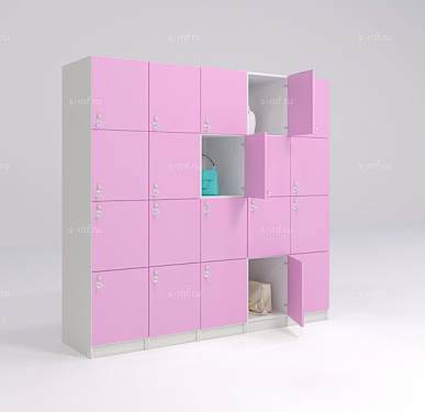 Шкафчик Хэппи розовый (МДФ с HPL) 300x520x1900 фасад МДФ с HPL