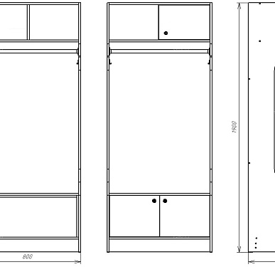 Шкафчик Бруно чёрный 800x520x1900 фасад ЛДСП