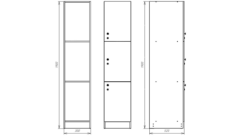 Шкафчик Спело дуб светлый (стандарт) 300x520x1900 фасад ЛДСП