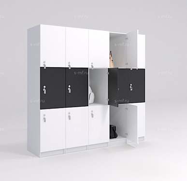 Шкафчик Спело чёрно-белый (МДФ с HPL) 400x520x1900 фасад МДФ с HPL