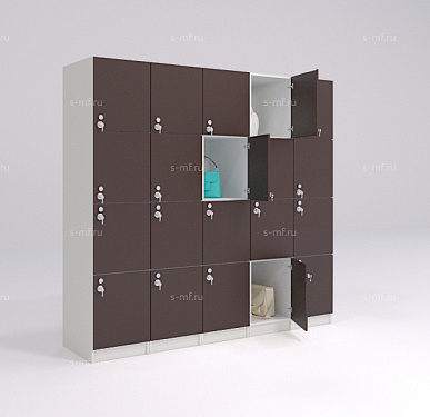 Шкафчик Хэппи коричневый (МДФ с HPL) 400x520x1900 фасад МДФ с HPL