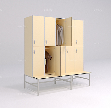 Шкафчик Детта со скамьёй бежевый (HPL) 300x800x1800 фасад HPL пластик