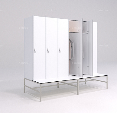 Шкафчик Джино со скамьёй белый (HPL) 300x800x1800 фасад HPL пластик