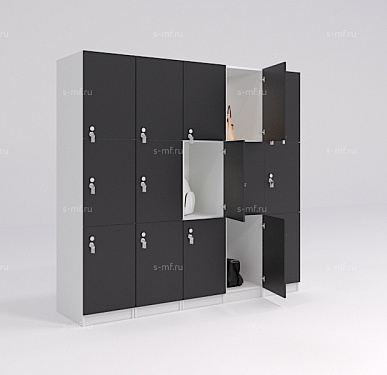 Шкафчик Спело чёрный (МДФ с HPL) 400x520x1900 фасад МДФ с HPL