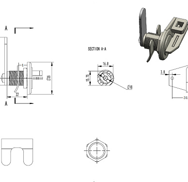 Замок мебельный почтовый двойной 003 для навесного замка
