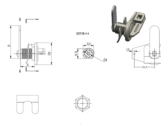 Замок мебельный почтовый двойной 003 для навесного замка