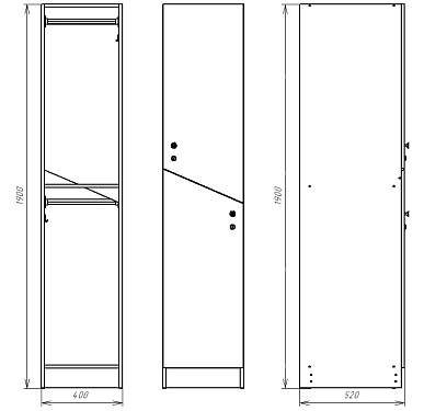 Шкафчик Ориноко дуб светлый (МДФ с HPL) 400x520x1900 фасад МДФ с HPL