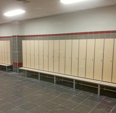 Шкафчик Детта со скамьёй серый (HPL) 300x800x1800 фасад HPL пластик