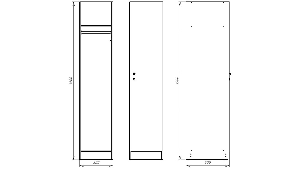 Шкафчик Джино серый (эконом) 300x500x1900 фасад ЛДСП