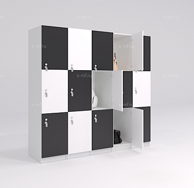 Шкафчик Спело чёрно-белый (МДФ с HPL) 300x520x1900 фасад МДФ с HPL