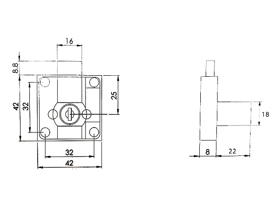 Замок мебельный №138 MK со съёмным цилиндром