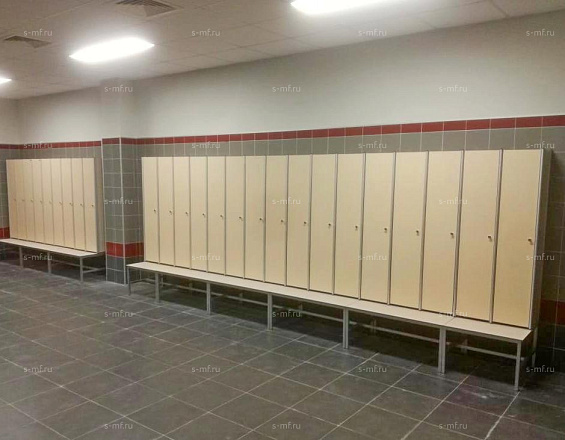 Шкафчик Джино со скамьёй дуб светлый (HPL) 300x800x1800 фасад HPL пластик