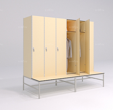 Шкафчик Джино со скамьёй бежевый (HPL) 300x800x1800 фасад HPL пластик