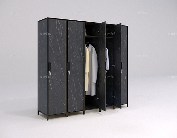 Шкафчик Лофт-1 чёрный мрамор 400x520x1900 фасад ЛДСП