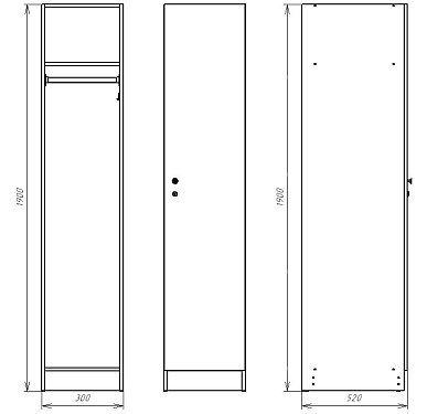 Шкафчик Джино голубой (МДФ с HPL) 300x520x1900 фасад МДФ с HPL