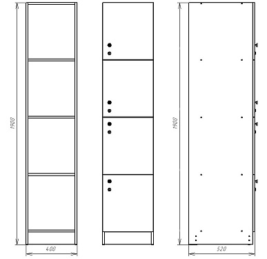 Шкафчик Хэппи коричневый (МДФ с HPL) 400x520x1900 фасад МДФ с HPL