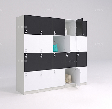 Шкафчик Хэппи чёрно-белый (МДФ с HPL) 400x520x1900 фасад МДФ с HPL