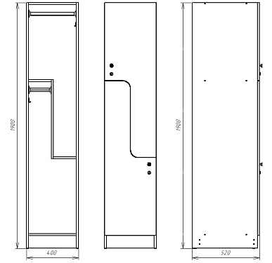 Шкафчик Глэд серый (МДФ с HPL) 400x520x1900 фасад МДФ с HPL