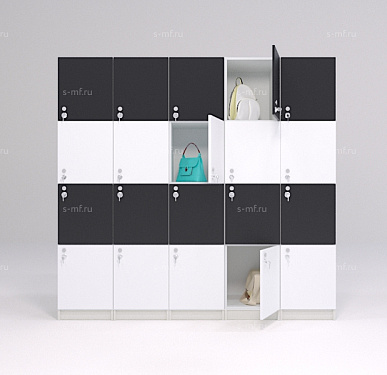 Шкафчик Хэппи чёрно-белый (МДФ с HPL) 400x520x1900 фасад МДФ с HPL