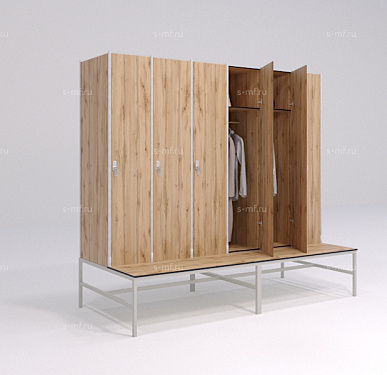 Шкафчик Джино со скамьёй дуб светлый (HPL) 300x800x1800 фасад HPL пластик