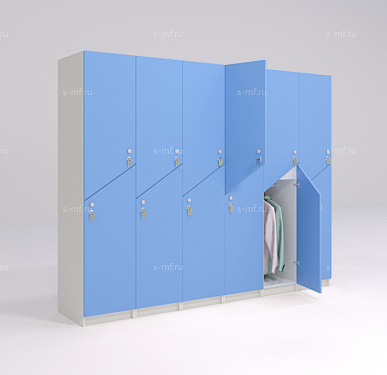 Шкафчик Ориноко голубой (МДФ с HPL) 400x520x1900 фасад МДФ с HPL