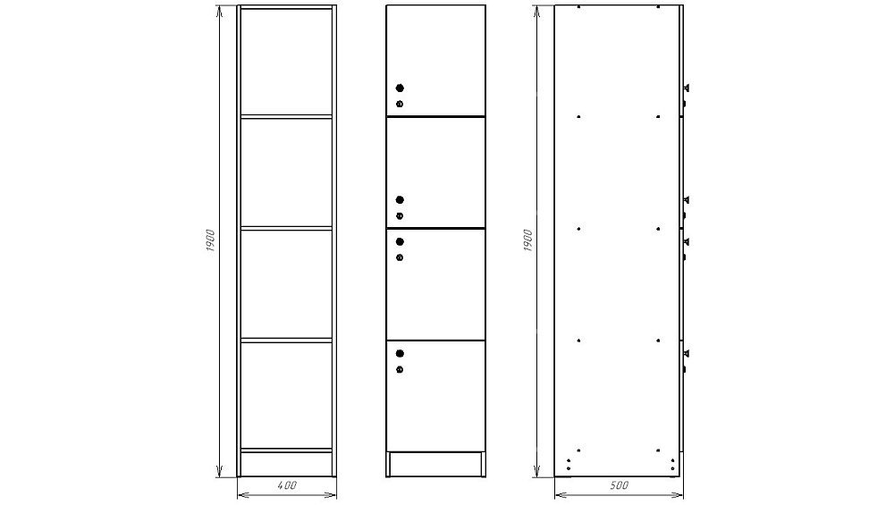 Шкафчик Хэппи бело-серый (эконом) 400x500x1900 фасад ЛДСП