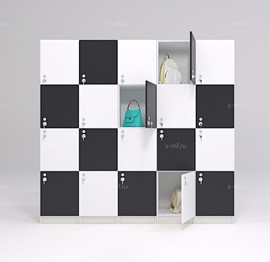 Шкафчик Хэппи чёрно-белый (МДФ с HPL) 300x520x1900 фасад МДФ с HPL