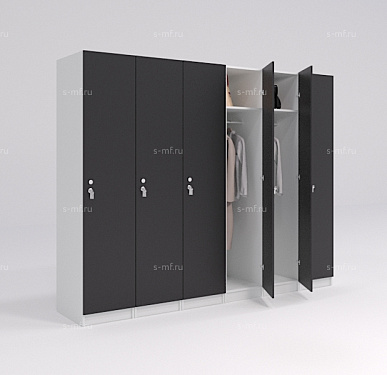 Шкафчик Джино чёрный (МДФ с HPL) 300x520x1900 фасад МДФ с HPL