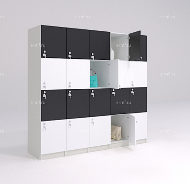 Шкафчик Хэппи чёрно-белый (МДФ с HPL) 400x520x1900 фасад МДФ с HPL