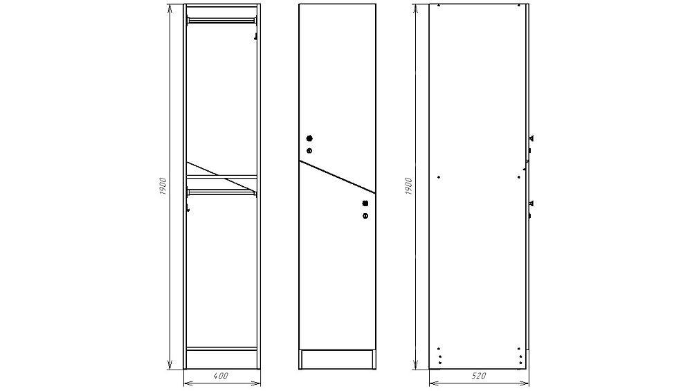 Шкафчик Ориноко чёрный (стандарт) 400x520x1900 фасад ЛДСП