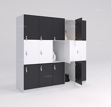 Шкафчик Спело чёрно-белый (МДФ с HPL) 300x520x1900 фасад МДФ с HPL