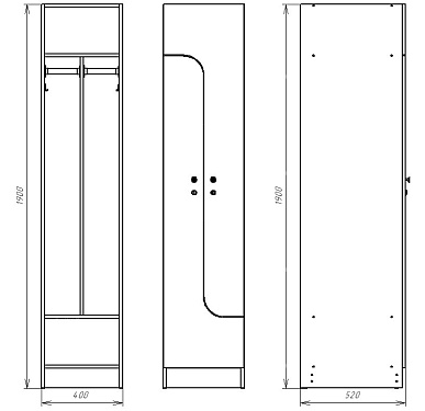 Шкафчик Финн дуб светлый (стандарт) 400x520x1900 фасад ЛДСП