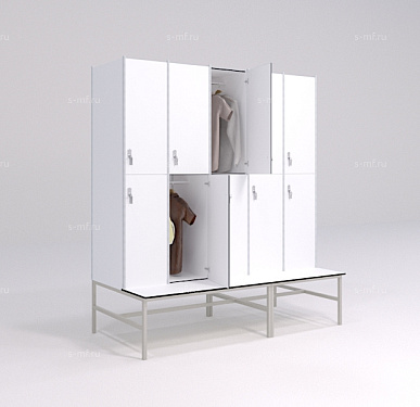Шкафчик Детта со скамьёй белый (HPL) 300x800x1800 фасад HPL пластик